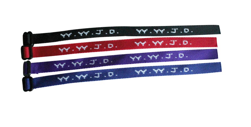 SHAMZBEST 12 WWJD Bracelets - What Would Jesus Do Woven Wristbands Per Pack - Religious Christian WWJD Bracelet for fundraisers Red, Blue, Black and Purple Colors Perfect for Men Wome (Black) - Image 2